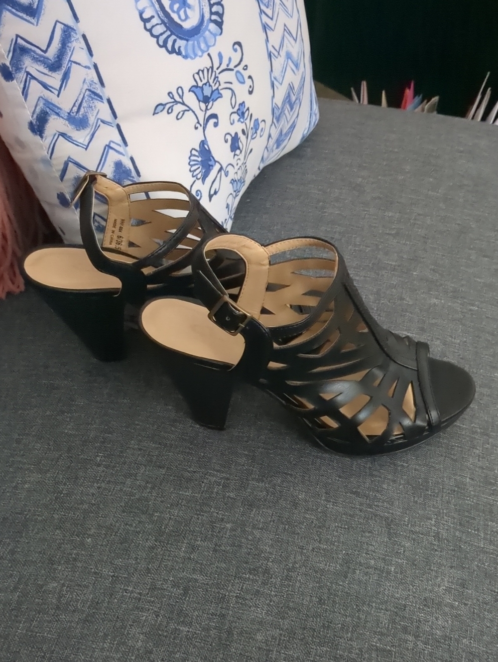 CL by Chinese Laundry Black Laser-Cut Slingback Heels